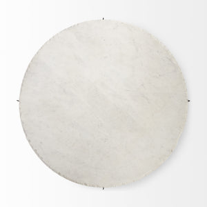 Reinhold 49" Round White Marble Top Gold Metal Base Coffee Table