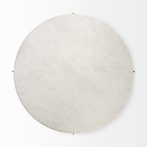 Reinhold 49" Round White Marble Top Gold Metal Base Coffee Table