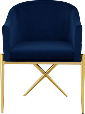 Doris Dining Chair In Navy Velvet and Gold