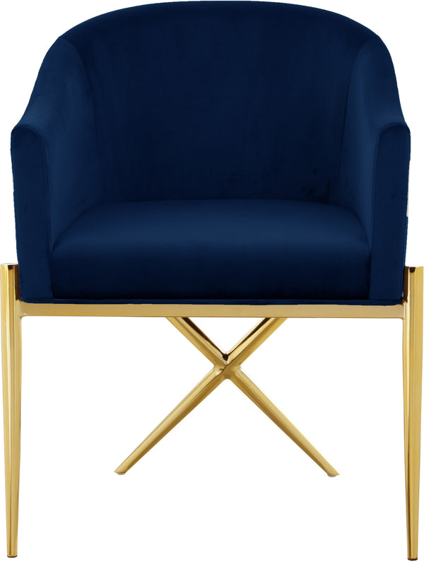 Doris Dining Chair In Navy Velvet and Gold