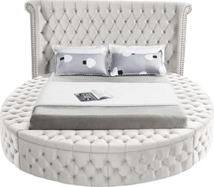 Lorena Queen Bed In Cream Velvet