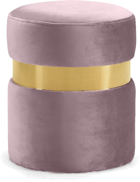 Reginald Ottoman/Stool In Pink Velvet