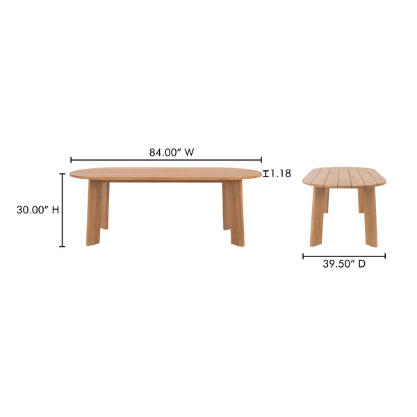Delta Oval Outdoor Dining Table in Natural Teak