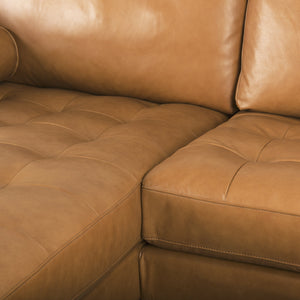Svend 111.4L x 68.0W x 33.9H Tan Leather Left Chaise Sectional Sofa