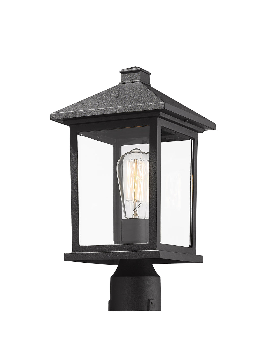 Portland 1 Light Post Mount Light in Black Finish