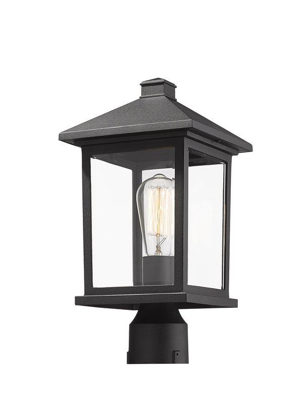 Portland 1 Light Post Mount Light in Black Finish