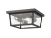 Beacon 3 Light Outdoor Flush Ceiling Mount Fixture in Oil Rubbed Bronze Finish
