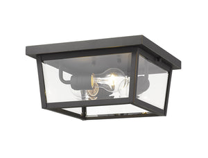 Beacon 3 Light Outdoor Flush Ceiling Mount Fixture in Oil Rubbed Bronze Finish