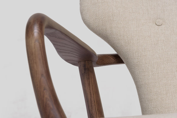 INGRID Occasional Chair in oatmeal tweed ash stained in light