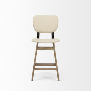 Haden 26.5" Seat Height Cream Upholstered Seat Brown Wood Frame Stool