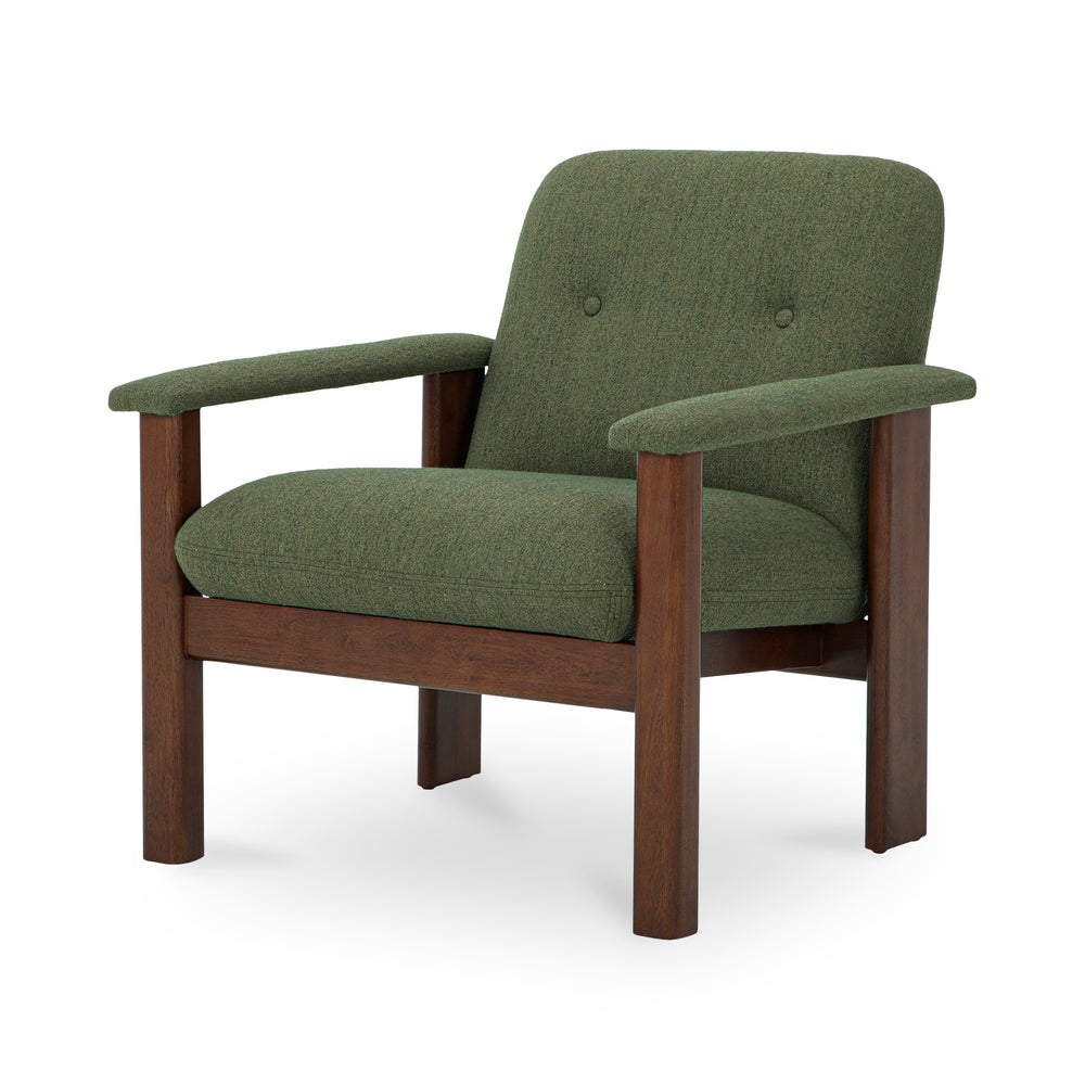 Parker Lounge Chair Green with Wood Frame