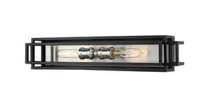 Titania 2 Light Vanity in Black + Brushed Nickel Finish