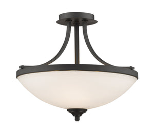 Bordeaux 3 Light Semi Flush Mount in Bronze Finish