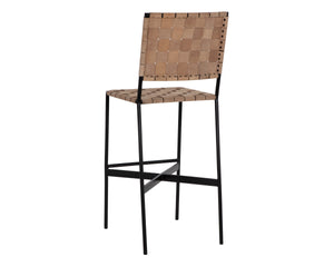 OMARI BARSTOOL - SUEDE LIGHT TAN LEATHER