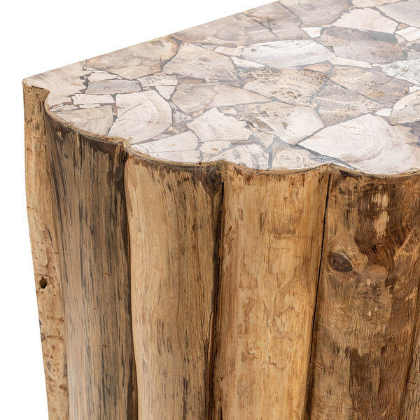 Norwest Solid Wood Console Table with Petrified Stone Top