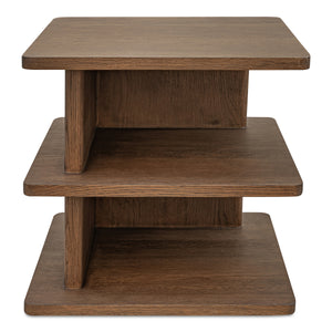 Casey Side Table Dark Brown with Shelves