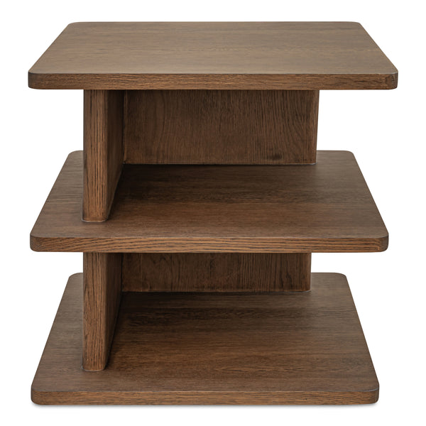 Casey Side Table Dark Brown with Shelves