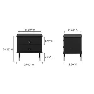 Moe's Reagan Black Nightstand with Metal Handles