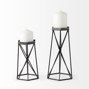 Sixx II Large Antiqued Metal Hexagonal Table Candle Holder