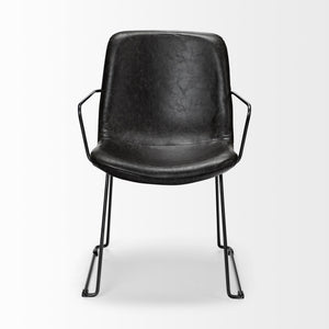 Sawyer II Black Faux-Leather Seat Black Iron Frame Dining Chair