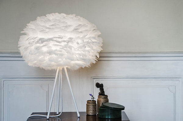 Eos 26" H Table Lamp in White with White Base