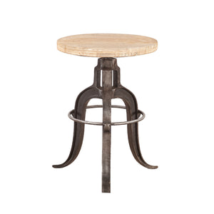 Industrial Teak Adjustable Reclaimed Wood Stool, Oiled Teak