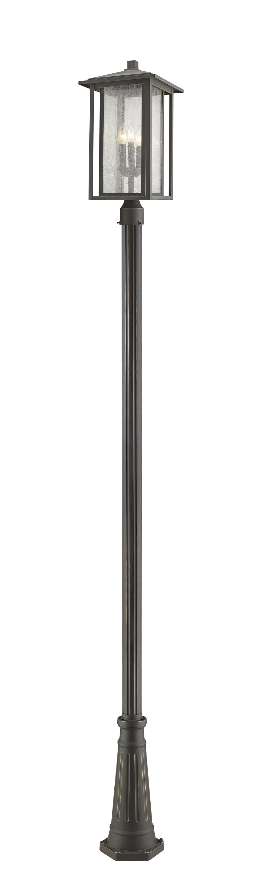 Aspen 3 Light Outdoor Post Mounted Fixture in Oil Rubbed Bronze Finish