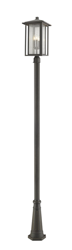 Aspen 3 Light Outdoor Post Mounted Fixture in Oil Rubbed Bronze Finish
