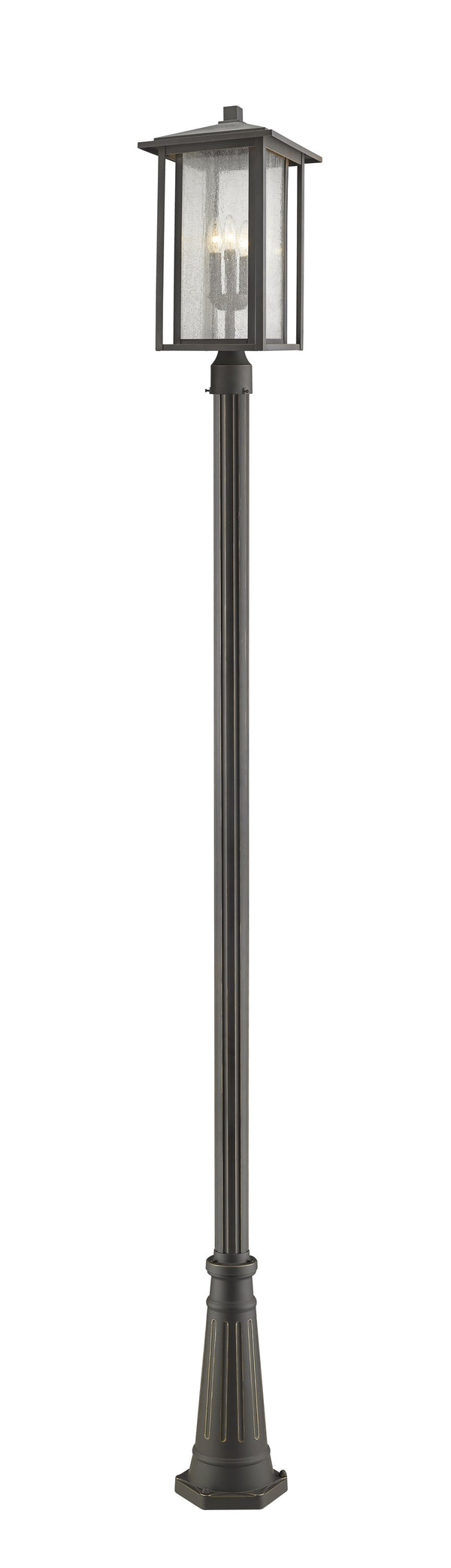 Aspen 3 Light Outdoor Post Mounted Fixture in Oil Rubbed Bronze Finish