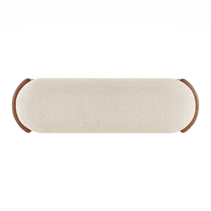 Alyssa Boucle/Faux Leather Storage Bench, Palladian Beige/Vintage Cider