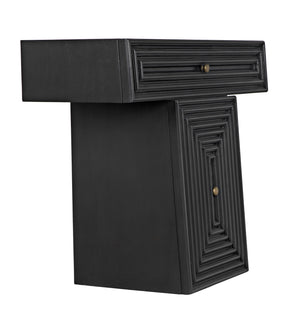 Brice Mahogany Console with Brass Pulls in Pale Finish