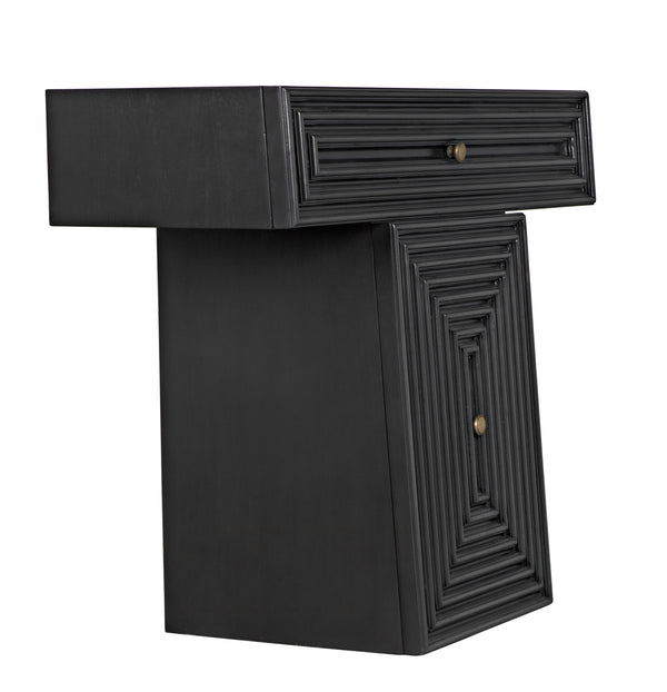Brice Mahogany Console with Brass Pulls in Pale Finish
