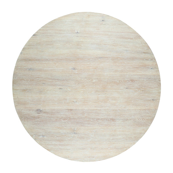 Tiber Solid Wood Round Dining Table - Cream Washed/Toasted Brown