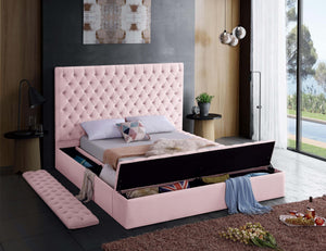 Randal Queen Bed In Pink Velvet