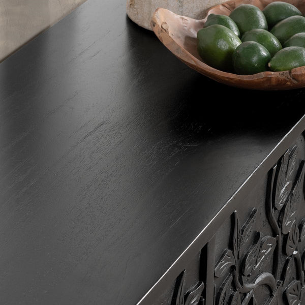 Albero Solid Wood 4Dr Buffet - Handcrafted Black Finish