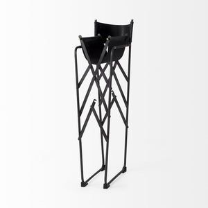 Direttore 19.3L x 19.3W x 44.1H Black Leather Seat W/Black Iron Frame Bar Stool