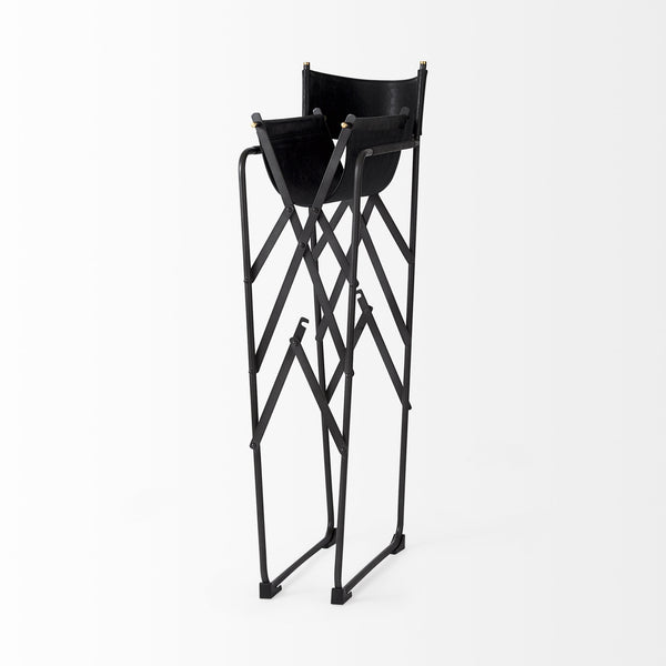 Direttore 19.3L x 19.3W x 44.1H Black Leather Seat W/Black Iron Frame Bar Stool
