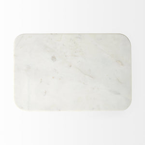 Preston 17.3L x 11.3W x 22.8H White Marble Top W/Gold Metal Accent Table