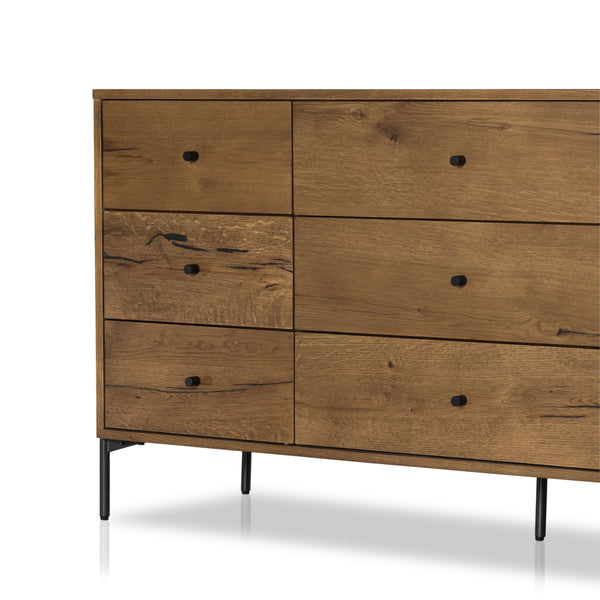 Eaton 9 Drawer Dresser In Amber Oak Resin