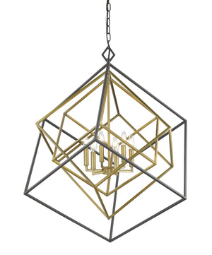 Euclid 6 Light Chandelier in Olde Brass + Bronze Finish