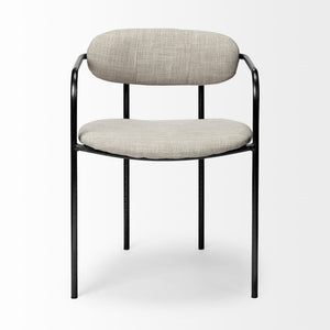 Parker I Beige Fabric Seat Gun Metal Gray Metal Frame Dining Chair