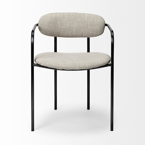 Parker I Beige Fabric Seat Gun Metal Gray Metal Frame Dining Chair