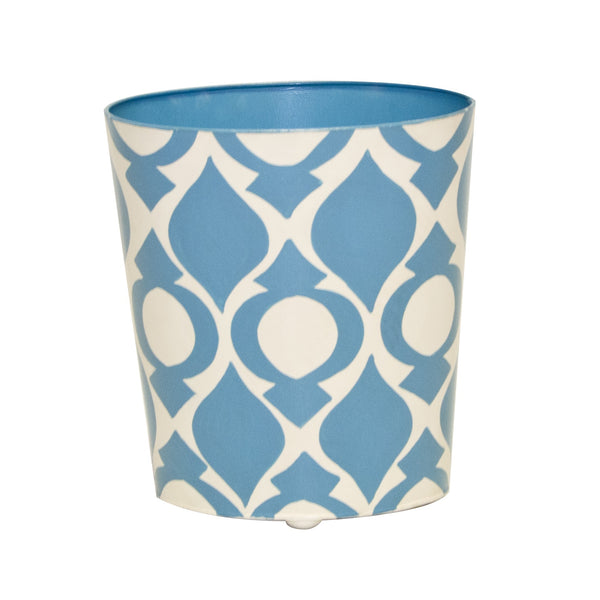 OVAL WASTEBASKET BLUE AND CREAM