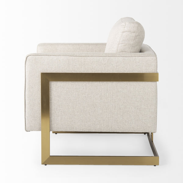 Rupert Cream Poly-Linen Seat w/ Gold Stainless Steel Frame Accent Chair