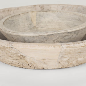 Nikita Set of 2 Large Light-Wash Reclaimed Wood Bowls