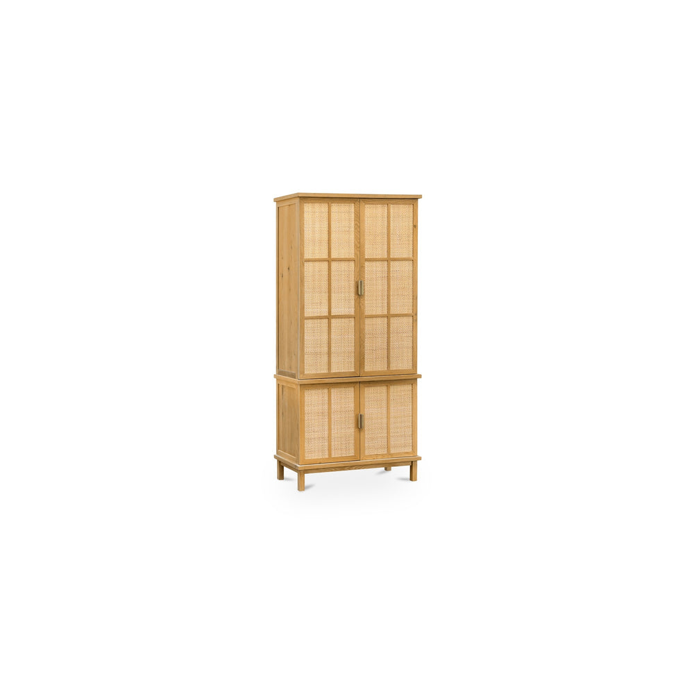 Moe's Seymour Tall Cabinet with Rattan Doors