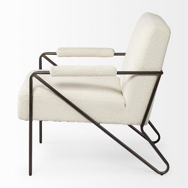 Vicunya Cream Fabric W/Gun Metal Gray Metal Frame Accent Chair