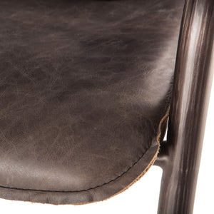 Portofino Distressed Antique Ebony Leather Bar Chair