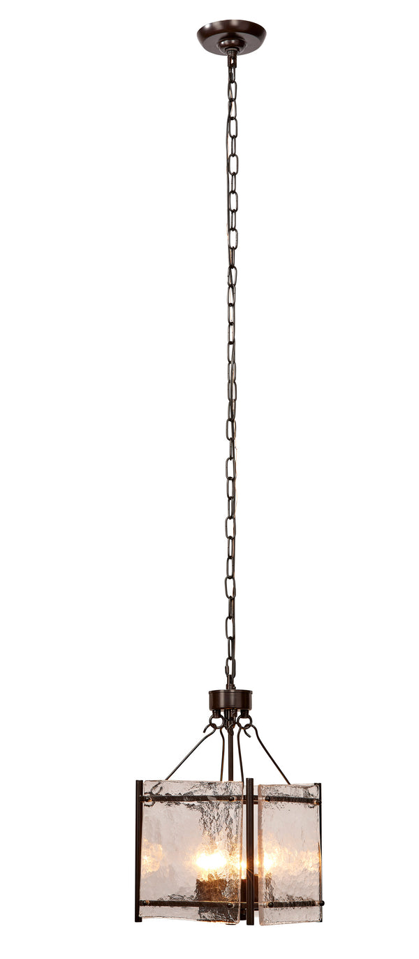 Glenn Small Square Metal 4-Light Chandelier, Bronze