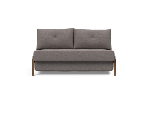 CUBED FULL SOFA BED in MIXED DANCE GREY FABRIC WITH Dark Wood LEGS 521